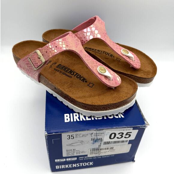Birkenstock Women's Gizeh Thong Sandals Shiny Snake Rose Size US4 EU35